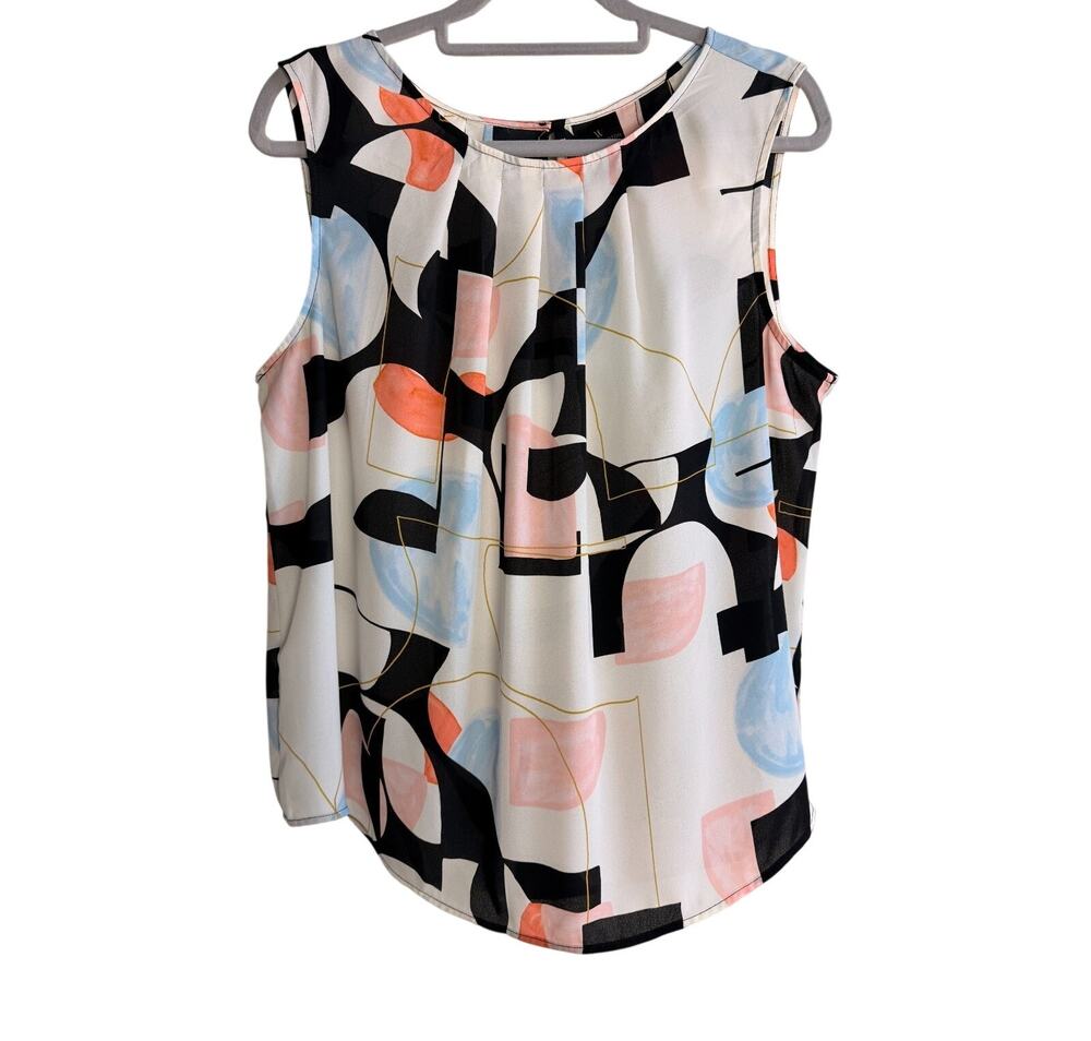 Worthington XL Sleeveless Blouse Abstract Print Lightweight Career Top Office